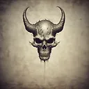 A skullish devil looking structure, background faded, ultro high quality