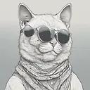 Anime Style Meditative Cat Illustration with Bandana and John Lennon Sunglasses | Fulgent AI