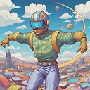 Jack Kirby's Futuristic Racing Driver in Synthwave Doodle: SEO Expert Unveils Papercutting Masterpiece