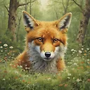 Enchanting 3D Pixar Style Fox in Forest Meadow Artwork