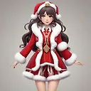 Stunning 3D Anime Illustration: Arcy's Santa Girl in a Festive Urban Landscape