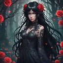Captivating Dark Fantasy Anime Woman in Enchanting Cinematic Setting