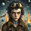 Creative AI-Generated Character Design: Vampire Man with Curly Hair and Aviator Goggles