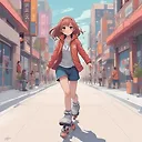 Stunning Japanese Anime Art: Skating Girl Aestheticism