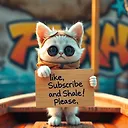 Adorable White Kitten in Explorer Outfit: 3D Render Concept Art