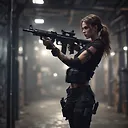 Dynamic Special Operations Girl in Action: Cinematic Warehouse Shootout