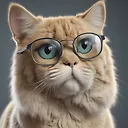 Persian American Mixed Breed Cat 3D Render with Glasses | High-Quality Image