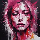 Vibrant Abstract Pink and Red Face Portrait | Fulgent AI