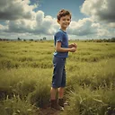 Captivating Google Pixar Style Portrait of a Boy Playing in a Field