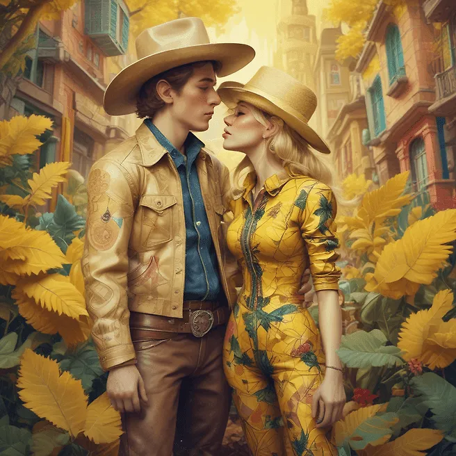 Unique Artwork Featuring Google Cowboy, Leaf Pants, Kissing Scene, and More by Artgerm