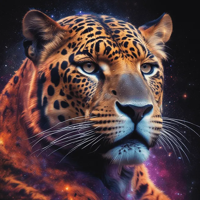 Stunning Nebula Jaguar Art on Black Background | Fulgent AI