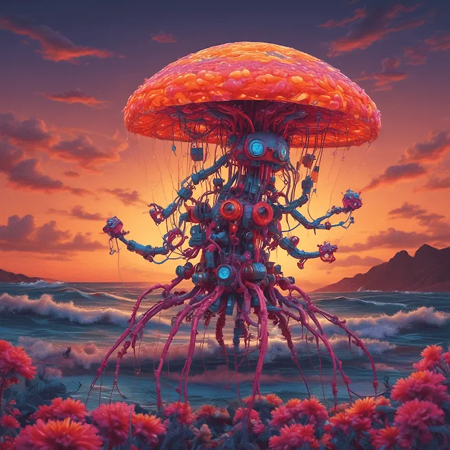 High-Intensity Workout with Jellyfish Ocean: Octane Render 3D Canon50 Paper Model