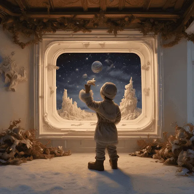 employable, Gloves made of leaves, baby's dummy, Leaning against a wall with one hand on hip, Ocean of stars, Blizzard at dawn, by Caravaggio Michelangelo Merisi, Intricate Environment, 3Ds Max Model, Fisheye Lens, Paper-Mache, Beautiful Lighting, Children's Drawing, Embarrassed, Graphite, Concept Art
