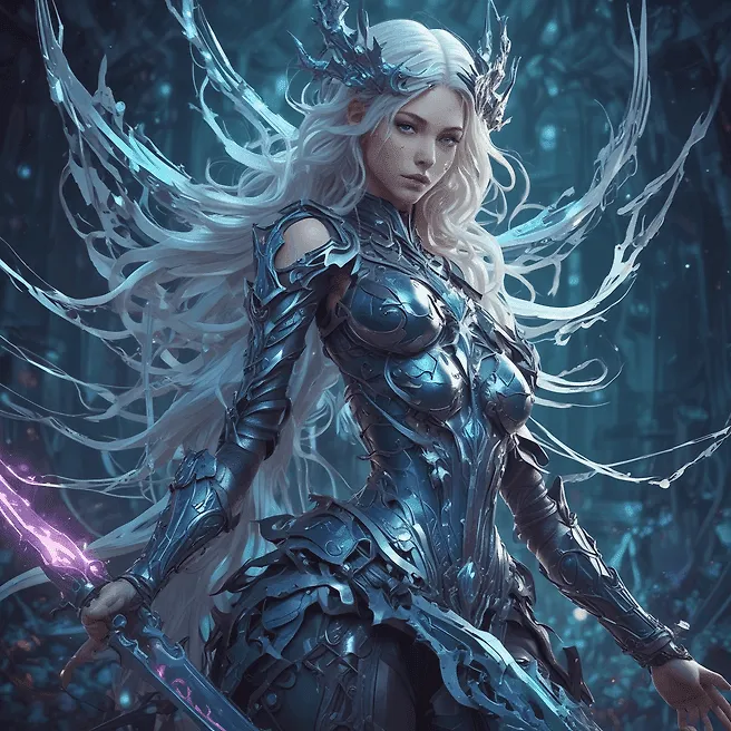 Beautiful Woman Fairy in Thorned Armor: Zodiac Sign Rossdraws Art
