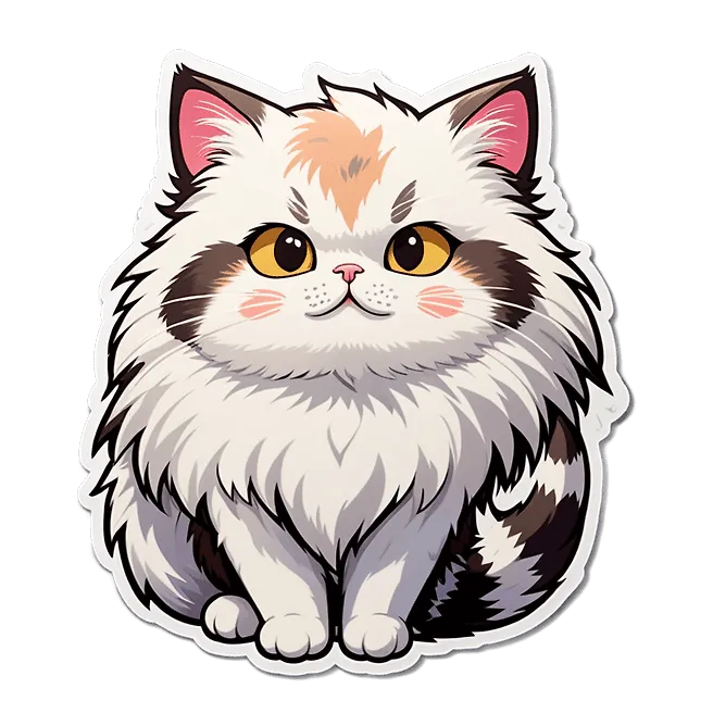 Adorable Manga-Style Fluffy Cat Illustration - Fulgent AI