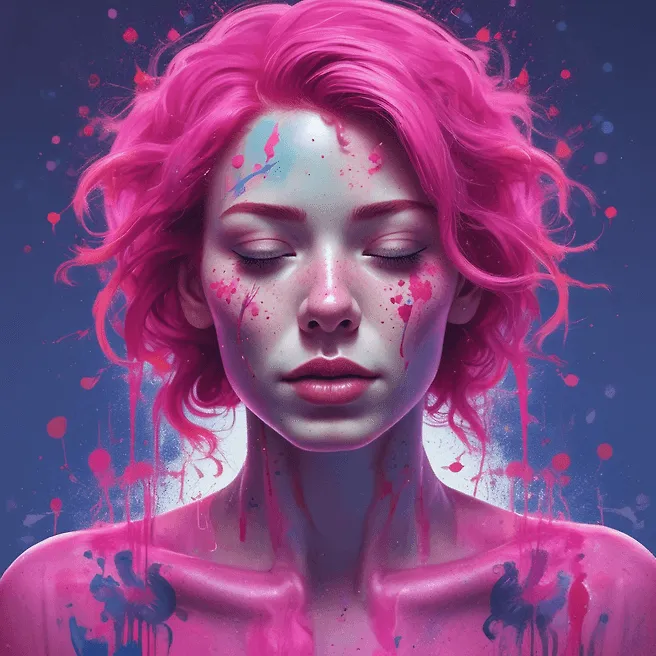 Vibrant Surreal Female Portrait in 3D Art