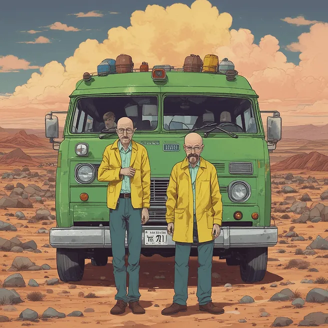 Breaking Bad Ghibli Style: Imaginative Crossover Art by Fulgent AI