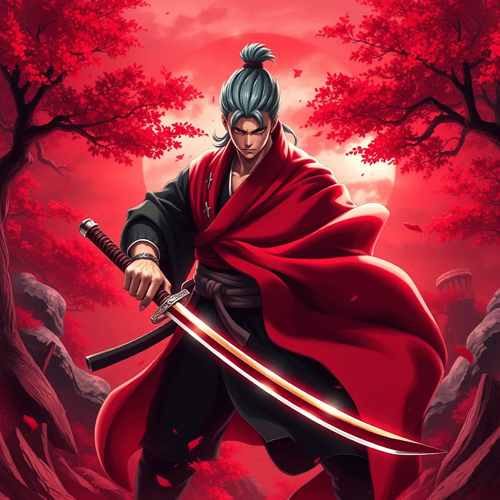 Roronoa Zoro 5K Wallpaper: Detailed Character in Red Environment with Two Swords