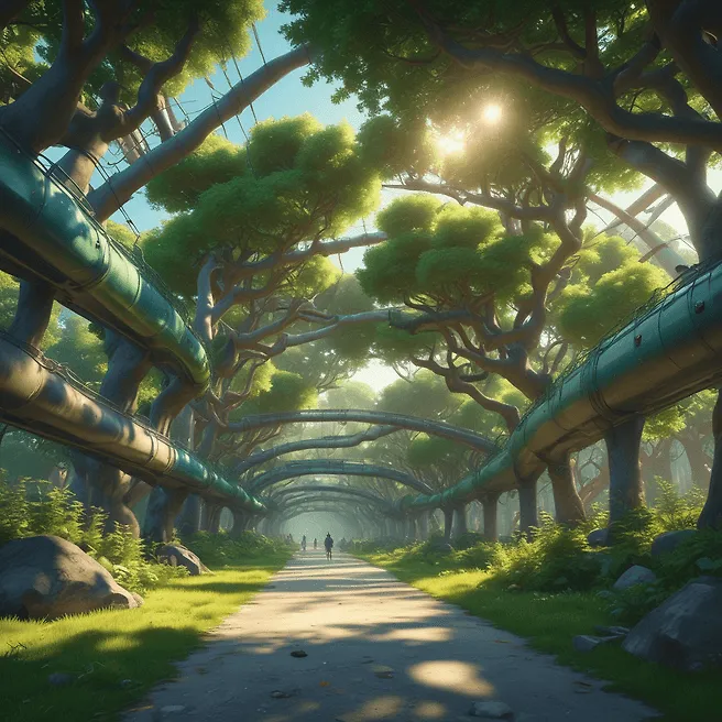 Stunning 3D Pixar-Style Tree Infrastructure | Futuristic Green Environment