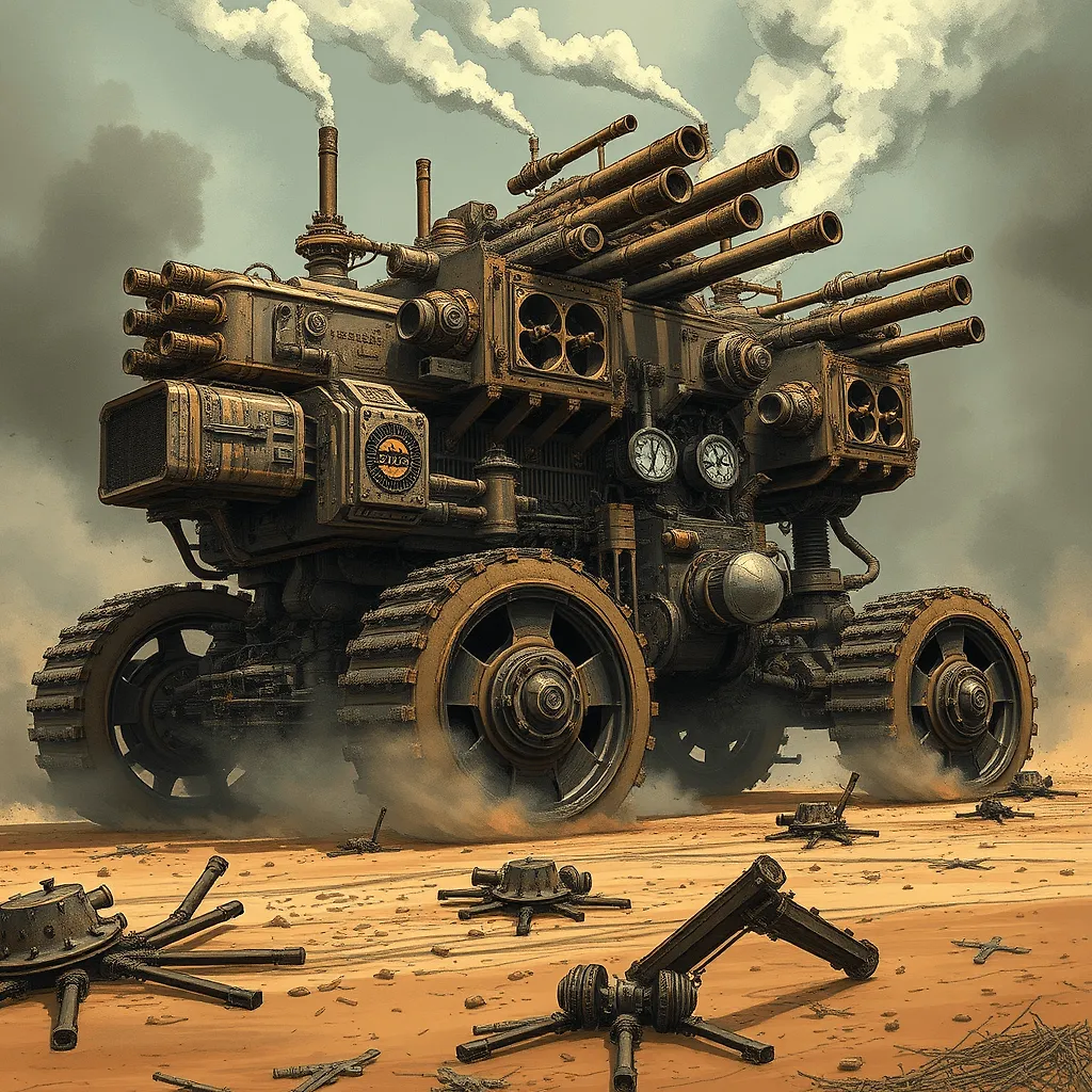 Monstrous Steampunk War Machine Illustration - Cinematic Dark Fantasy Art