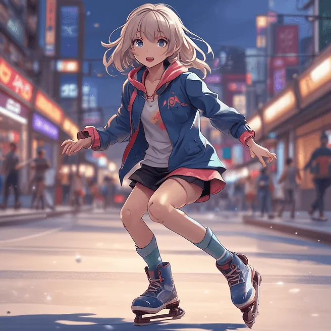 Highly Detailed 4K Anime Girl Skating Art | Fulgent AI