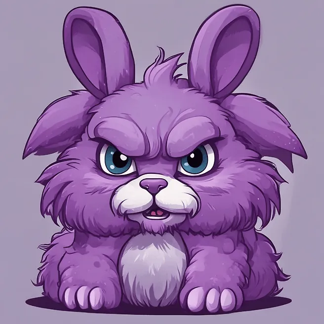 Fluffy Angry Purple Bunny in Cartoon Art Style - Fulgent AI's Top Character Generator