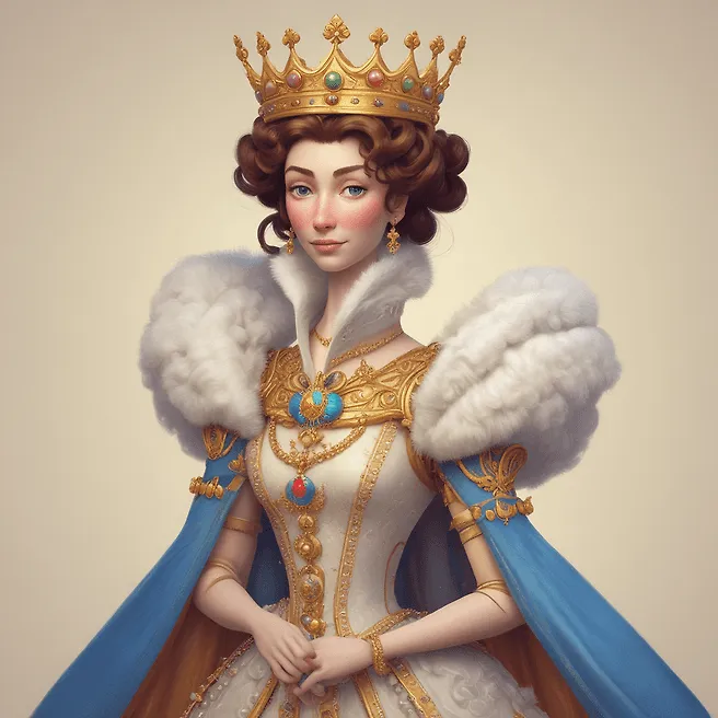 Pixar Style Queen Portrait: Vibrant and Regal Illustration