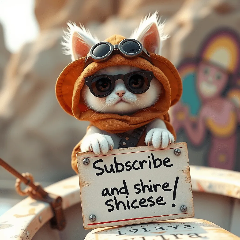 Cinematic 3D Render of Cute Kitten in Desert Explorer's Outfit | Fulgent AI