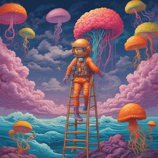 Explore Stunning Artistic Images: Woman Astronaut, Jellyfish Ocean, Cloudy Skies & More