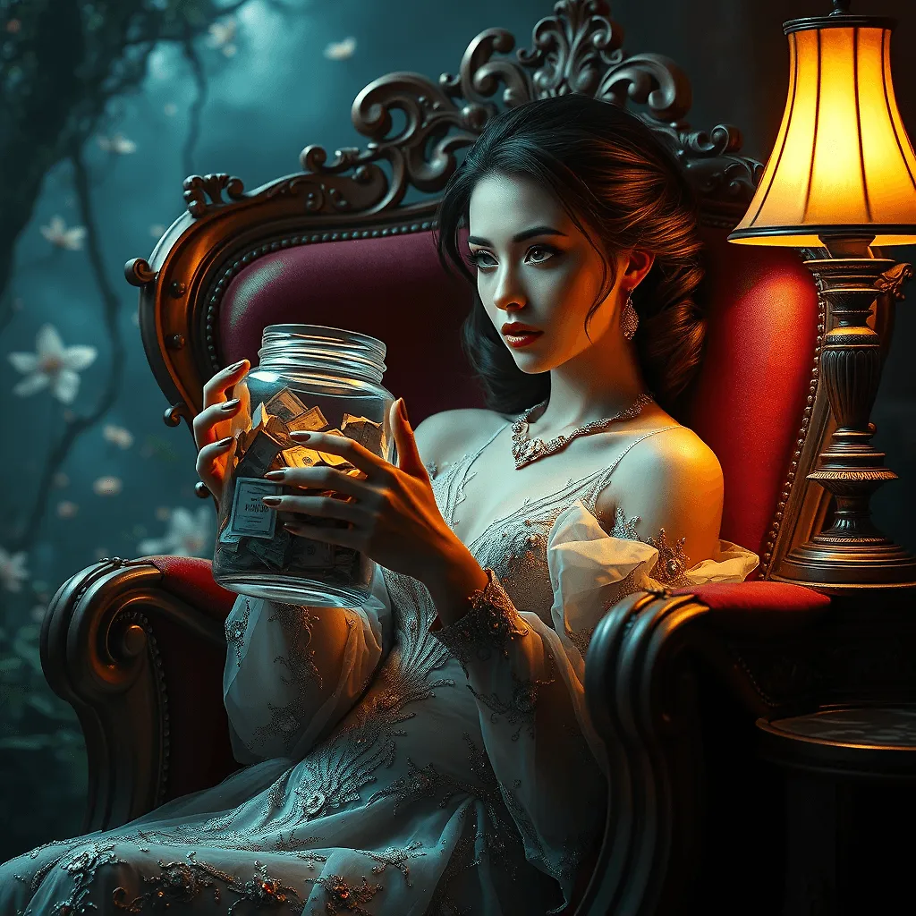 Fulgent AI | 4K Hyper-Realistic Fantasy Portrait of Woman with Money Jar